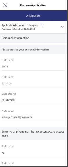 Navigation to Origination Page